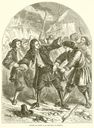 Támadás James II ellen. a Sheppey-szigeten alkotó: English School