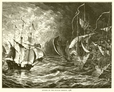 Támadás a spanyol Armada ellen, 1588 alkotó: English School