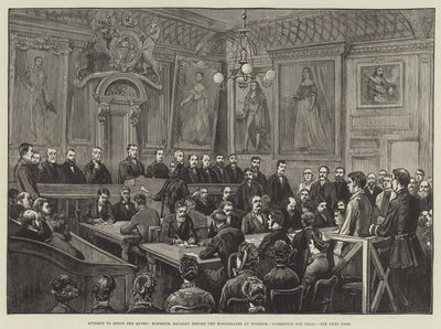 Kísérlet a királynő lelövésére, Roderick Maclean a windsori bíró előtt, bíróság elé állították alkotó: English School