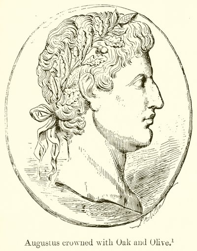 Augustus tölgy- és olajfával koronázva alkotó: English School