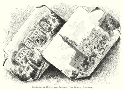 Ausztrália: kormányház és általános postahivatal, Adelaide (metszet) alkotó: English School
