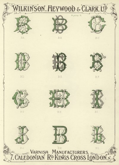 BA, BB, BC, BD, BE, BF, BG, BH, BI, BJ, BK, BL alkotó: English School