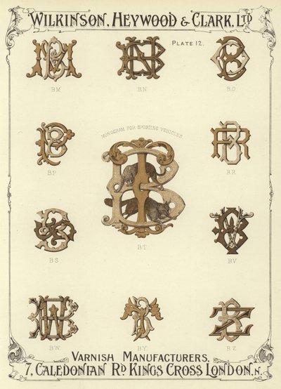 BM, BN, BO, BP, Monogram sportjárművekhez, BT, BR, BS, BV, BW, BY, BZ alkotó: English School