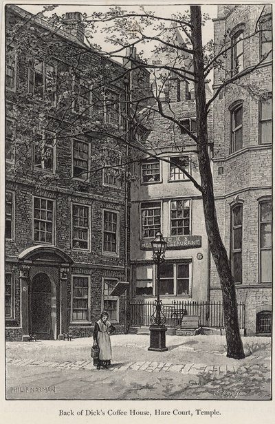 Dicks kávéház hátulja, Hare Court, templom alkotó: English School