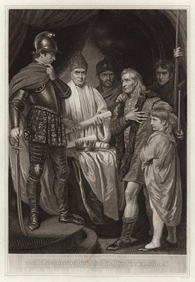 Baliol átadja koronáját I. Edwardnak alkotó: English School