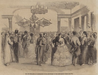 Bál Szingapúrban, a rendezés évfordulója alkalmából (metszet) alkotó: English School