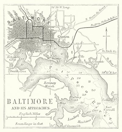 Baltimore és megközelítése (metszet) alkotó: English School