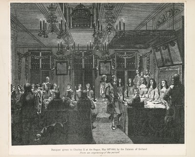 1660. május 30-án a holland uradalmak lakomát rendeztek II. Károly királynak alkotó: English School