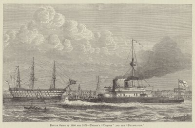 1800-as és 1875-ös csatahajók, Nelson "Victory"-ja és a "Devastation" (metszet) alkotó: English School