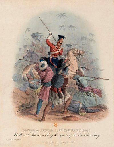 Aliwal-i csata, 1846. január 28. (színes litográfia) alkotó: English School