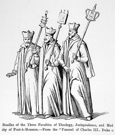 A három teológiai, jogtudományi és orvostudományi fakultás gyöngyei, III. Károly (1543-1608) Lotaringia hercegének temetéséből, illusztráció a Tudomány és Irodalom a középkorban és th. alkotó: English School