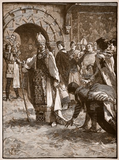 Becket ellenségei előtt a northamptoni tanácsteremben, illusztráció a Cassells Illustrated History of Englandből (szépia fotó) alkotó: English School