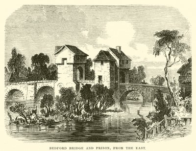 Bedford híd és börtön; keletről (metszet) alkotó: English School