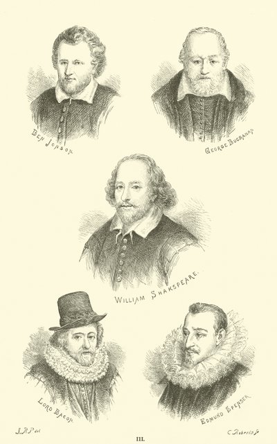 Ben Jonson, George Buchanan, William Shakespeare, Lord Bacon, Edmund Spenser alkotó: English School