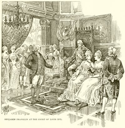 Benjamin Franklin XVI. Lajos udvarában alkotó: English School