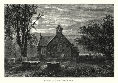 Bettws y Coed régi templom (metszet) alkotó: English School