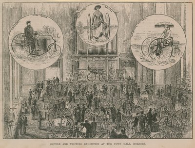 Kerékpár és tricikli kiállítás a városházán, Holbornban alkotó: English School