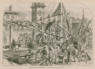 Billingsgate piac, hal szállítása a partra alkotó: English School