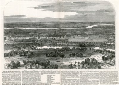 Madártávlat a Kristálypalotára és a környező vidékre, Nagy kiállítás, 1851 alkotó: English School