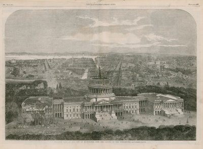 Madártávlati kilátás Washington városára, a Capitoliummal az előtérben alkotó: English School