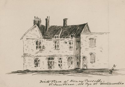 Henry Purcell születési helye, St Anns Lane, Old Pye Street, Westminster (tinta papíron) alkotó: English School
