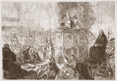 Lodi püspöke prédikál Husz perén, illusztráció: James Aitken Wylie (1808-1890), The History of Protestantism, pub. 1878 alkotó: English School
