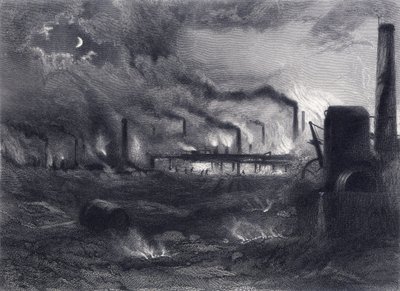 Black Country, Bilston közelében, Staffordshire, a "Staffordshire and Warwickshire Past and Present" című könyvből, írta John Alfred Langford alkotó: English School
