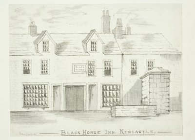 Black Horse Inn, Newcastle upon Tyne (Tinte (Waschung) & Feder & Tinte auf Papier) von English School