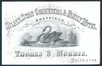 Black Swan Commercial & Family Hotel, Sheffield, kereskedelmi kártya alkotó: English School
