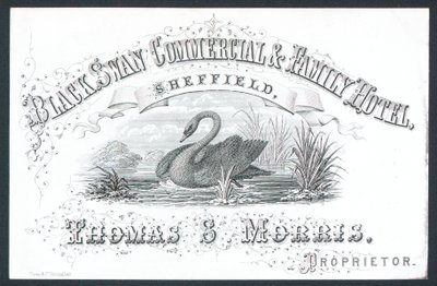 Black Swan Commercial & Family Hotel, Sheffield, kereskedelmi kártya alkotó: English School