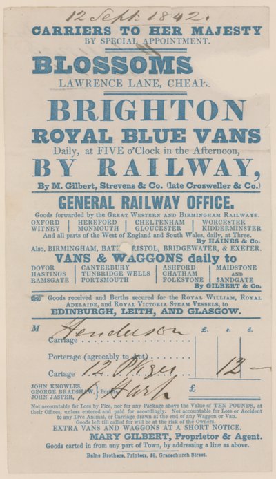 Blossoms Inn, Lawrence Lane, Cheapside, Bill alkotó: English School