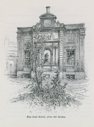 Kékkabátos iskola a kertből alkotó: English School