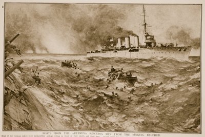 Csónakok az Arethusából, akik embereket mentettek a süllyedő Blucherből, 1914-1919 alkotó: English School