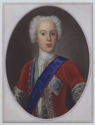 Bonnie Prince Charlie - Charles Edward Stuart, az ifjú trónkövetelő (színes litográfia) alkotó: English School