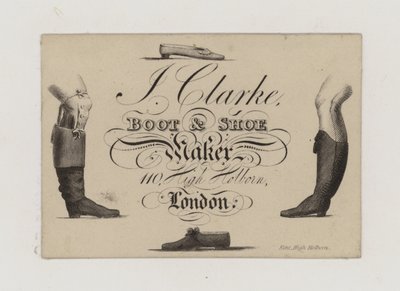 Boot and Shoemaker, J Clarke, kereskedelmi kártya alkotó: English School