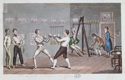 Boksz Angliában, 1823 (színes metszet) alkotó: English School