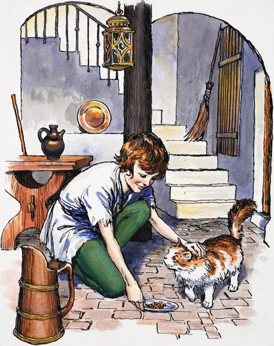 Fiú macskával alkotó: English School