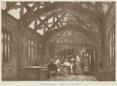Bramhall Hall, Cheshire, The Dining Hall (litho) alkotó: English School