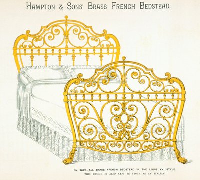Sárgaréz francia ágynemű a Hampton and Sons bútorkatalógusából, 1902 alkotó: English School