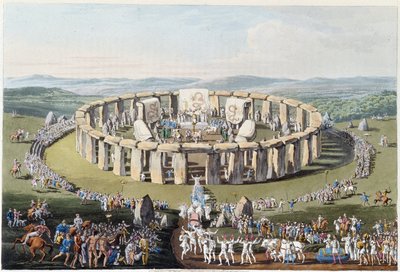 Breton fesztivál egy megalitikus mezőn (dolmenekkel és menhirekkel) - a keltákban és gótokban, a 6. század eleji Brit-szigetek lakóinak szokásai és a Balti-tenger nyugati partján élő gót nemzetek, S.R. Meyrick és Ch. Kovács alkotó: English School