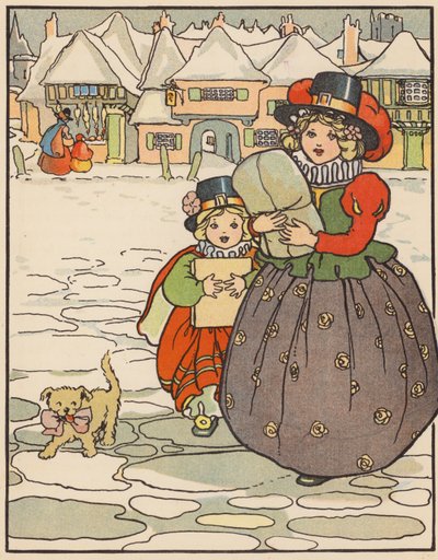 A karácsonyi ajándékok hazahozatala (színes litográfia) alkotó: English School
