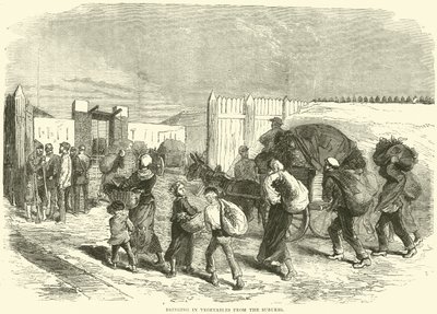 Zöldségbehozatal a külvárosból, 1870. október alkotó: English School