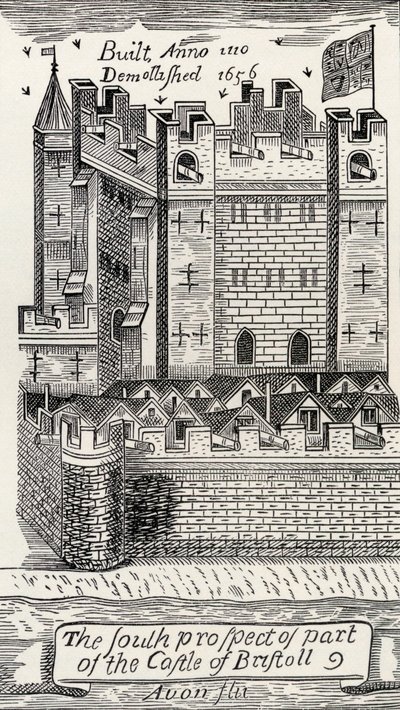 Bristol Castle, James Miller 1673-as Bristol térképe nyomán, J. R. Green „A Short History of the English People” című művéből, amelyet 1893-ban adtak ki. alkotó: English School