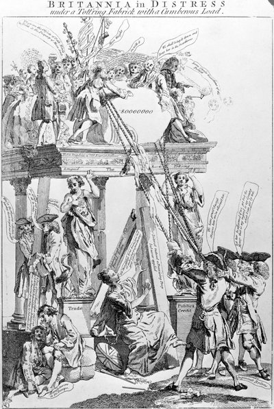 Britannia szorult helyzetben egy Tottring Fabrick alatt nehéz teherrel, 1756 körül alkotó: English School