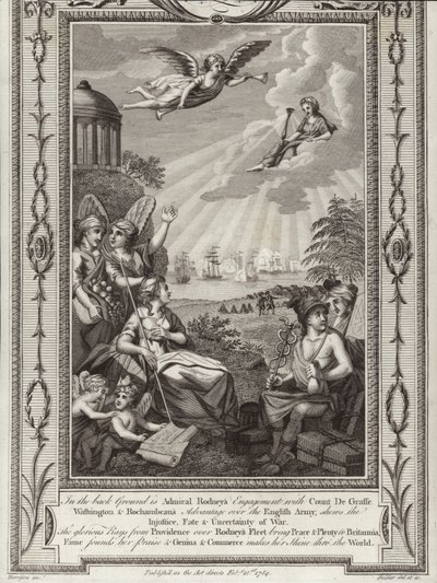 George Rodney brit admirális győzelme a Comte de Grasse által irányított francia flotta felett a Saintes-i csatában, az amerikai függetlenségi háborúban, 1782 alkotó: English School