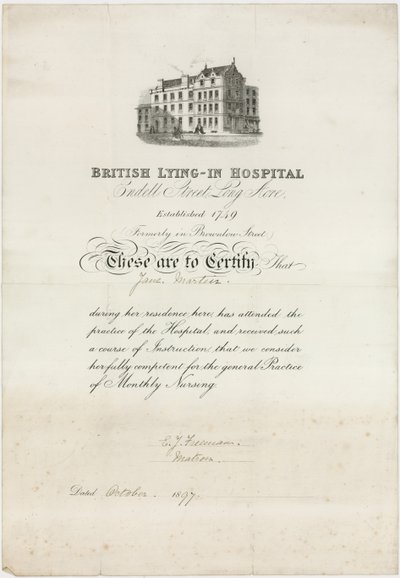 Brit fekvőkórház. Ápolási bizonyítvány alkotó: English School