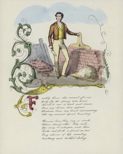 Brit Valentin-kártya egy téglafalat építő férfi képével alkotó: English School