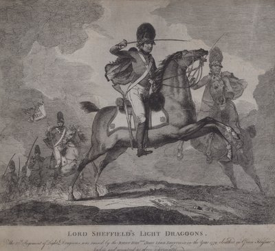 Lord Sheffield 22. könnyű dragonyosainak brit katonái alkotó: English School