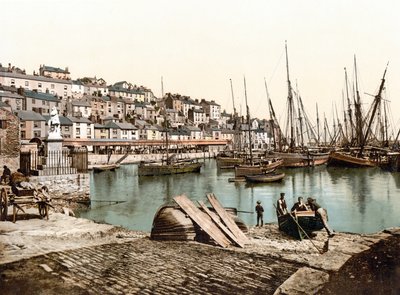 Brixham Harbour (kézzel színezett fotó) alkotó: English School