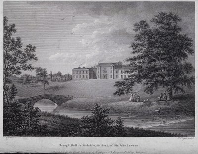 Brough Hall Yorkshire-ben, Sir John Lawson székhelye (metszet) alkotó: English School